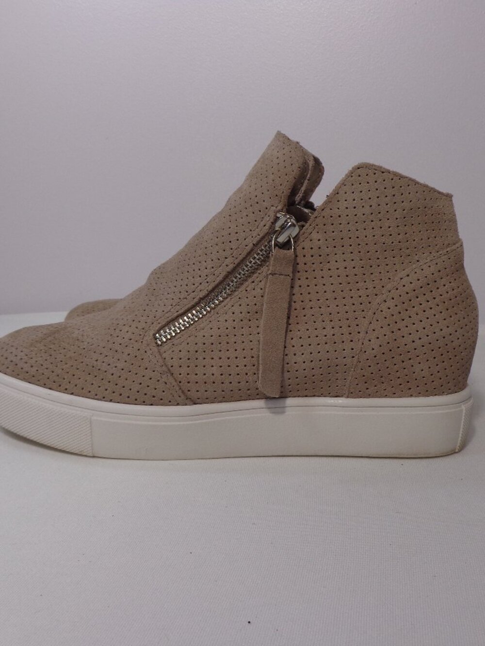 Steve Madden Caliber Brown Suede Both-side Zip Wedge Ankle Bootie Womens Sz 7.5M